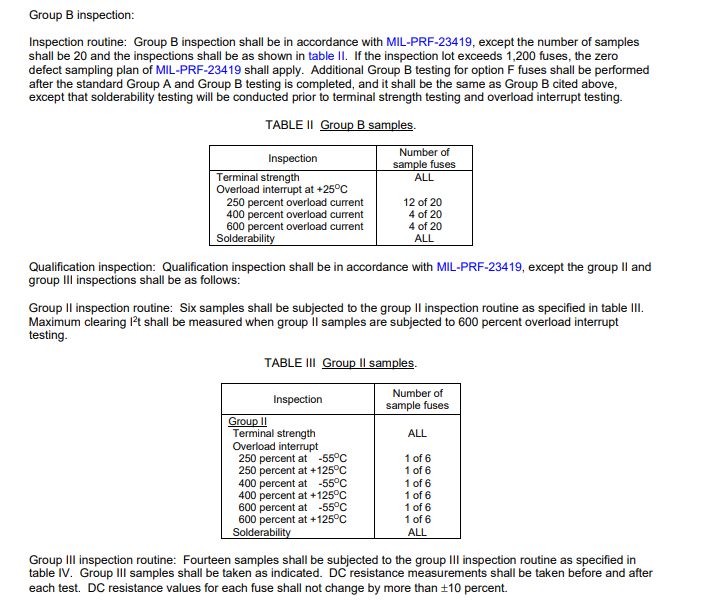 Group B Testing per MIL-PRF-23419/12F